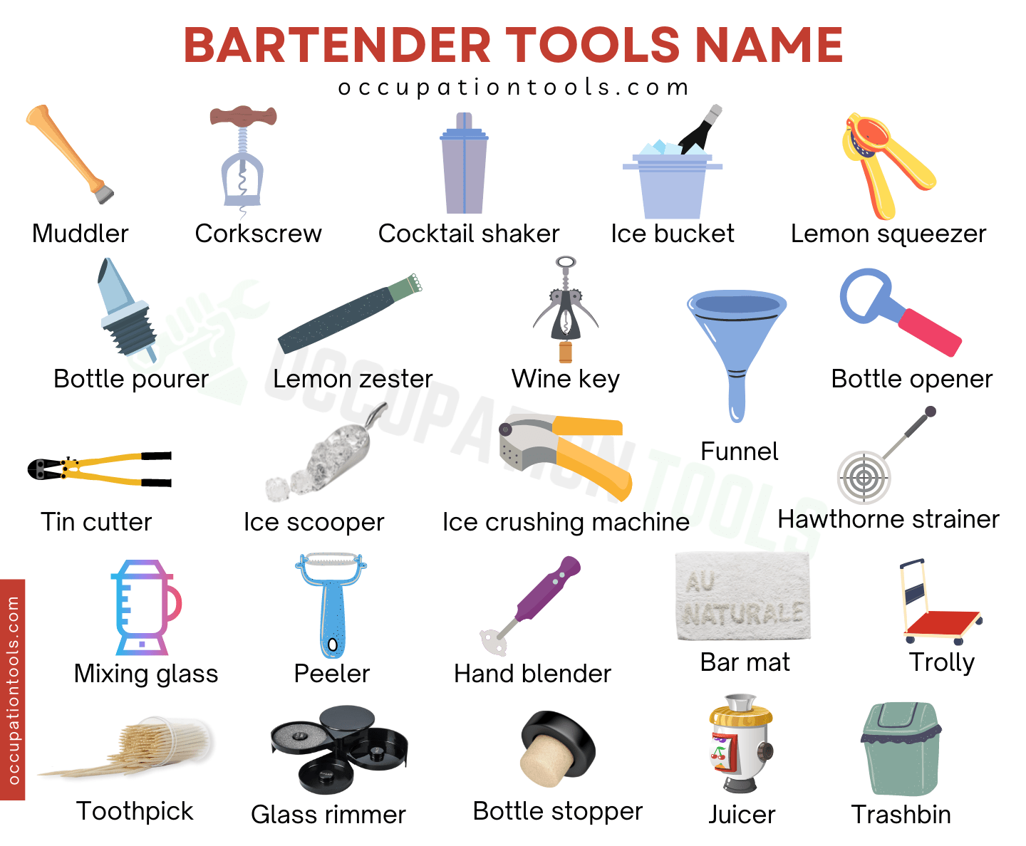 Bartender Tools Names Bar Equipment List with Pictures, Uses, and Pdf